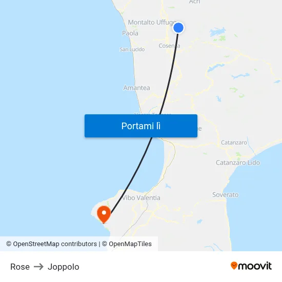 Rose to Joppolo map