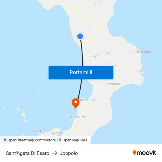 Sant'Agata Di Esaro to Joppolo map