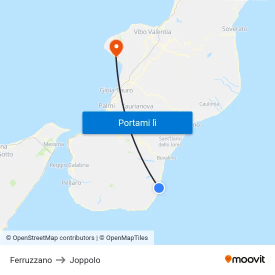 Ferruzzano to Joppolo map