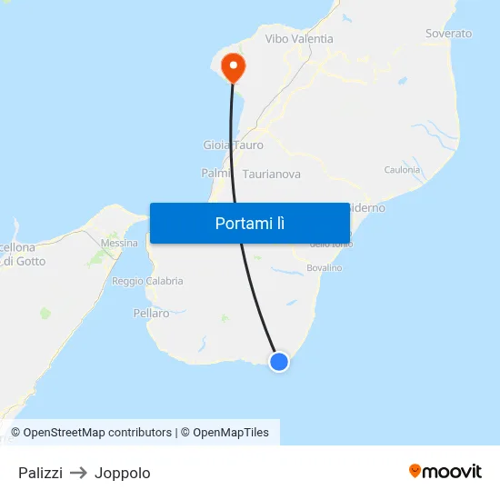 Palizzi to Joppolo map