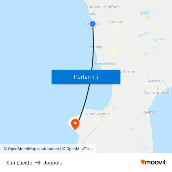 San Lucido to Joppolo map