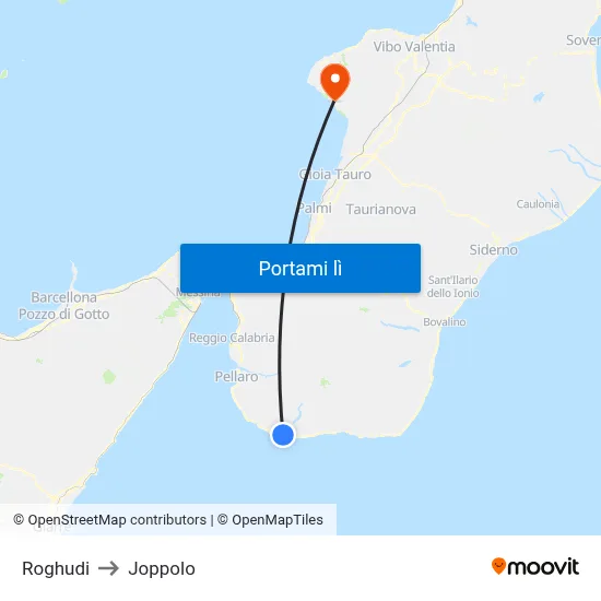 Roghudi to Joppolo map