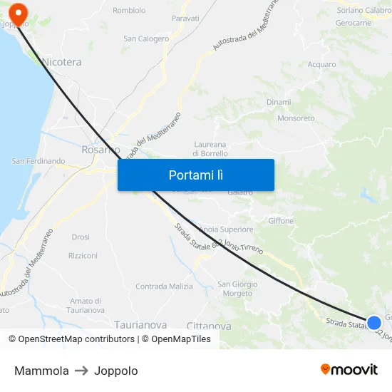 Mammola to Joppolo map