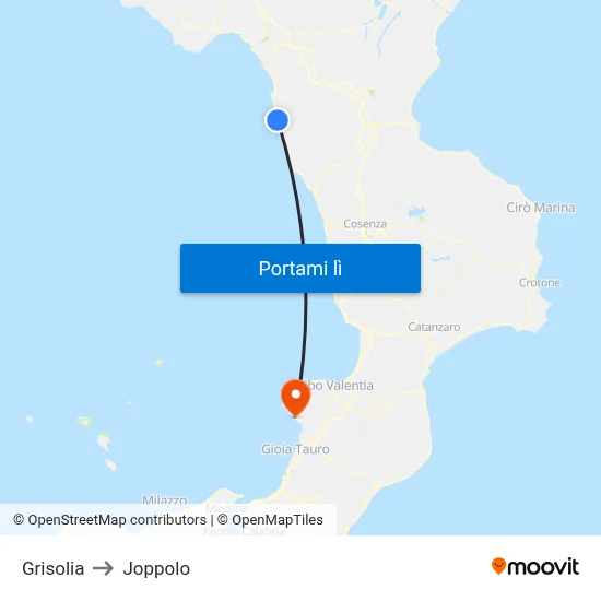 Grisolia to Joppolo map