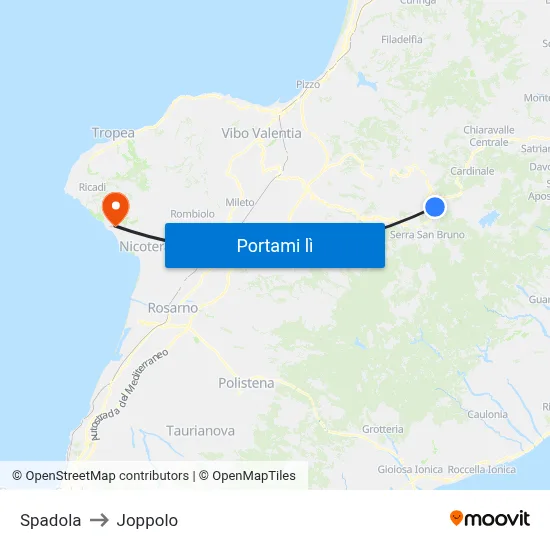 Spadola to Joppolo map