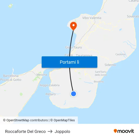 Roccaforte Del Greco to Joppolo map