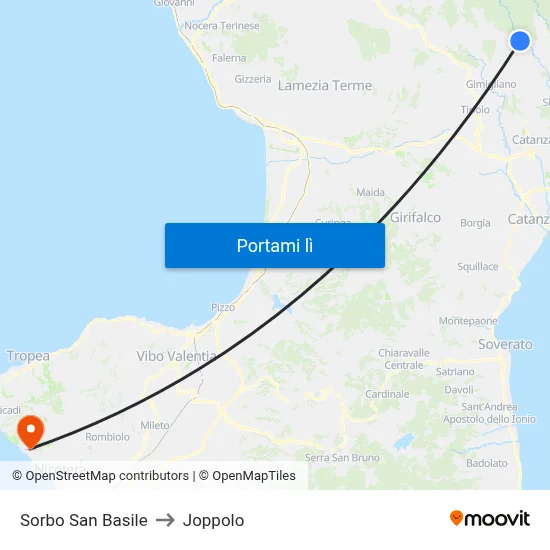Sorbo San Basile to Joppolo map