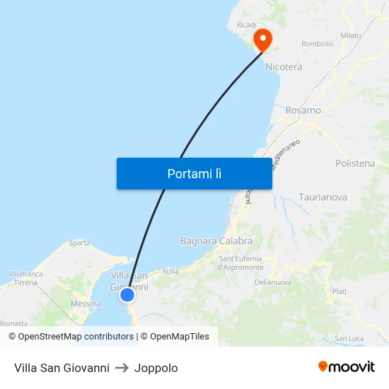 Villa San Giovanni to Joppolo map