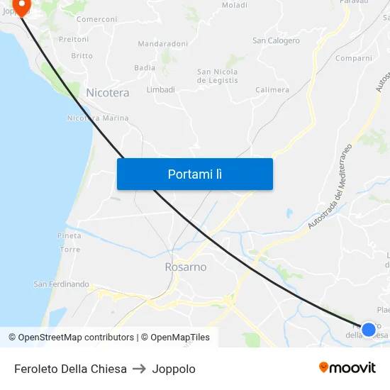 Feroleto Della Chiesa to Joppolo map