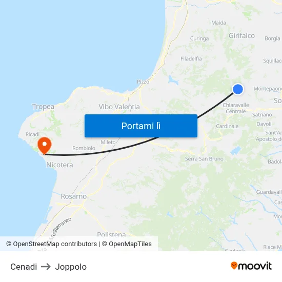 Cenadi to Joppolo map