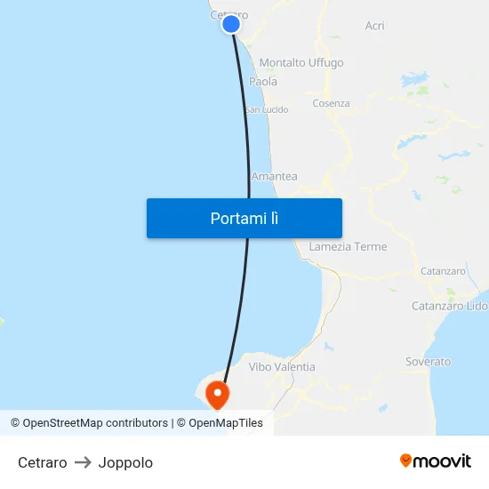 Cetraro to Joppolo map