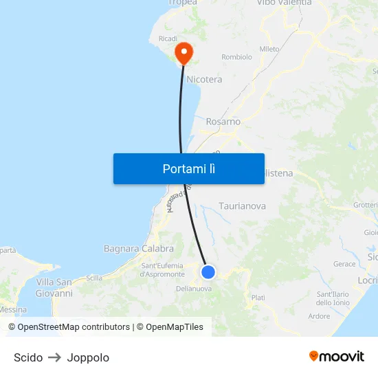 Scido to Joppolo map