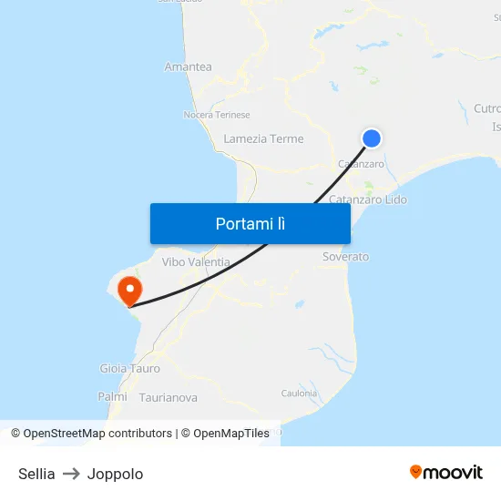 Sellia to Joppolo map