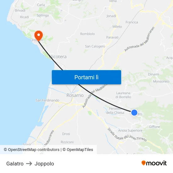 Galatro to Joppolo map