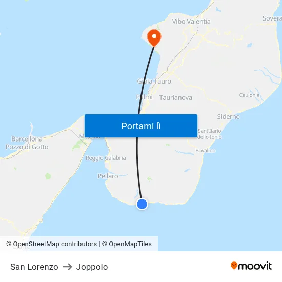 San Lorenzo to Joppolo map