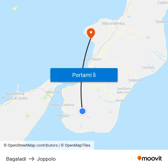 Bagaladi to Joppolo map