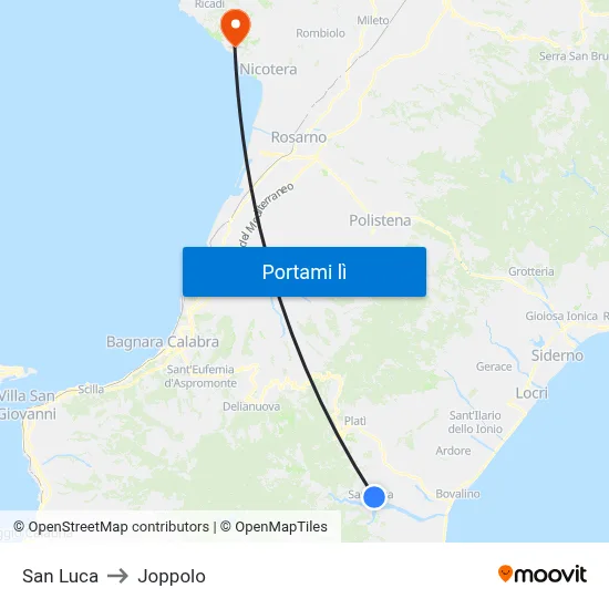 San Luca to Joppolo map