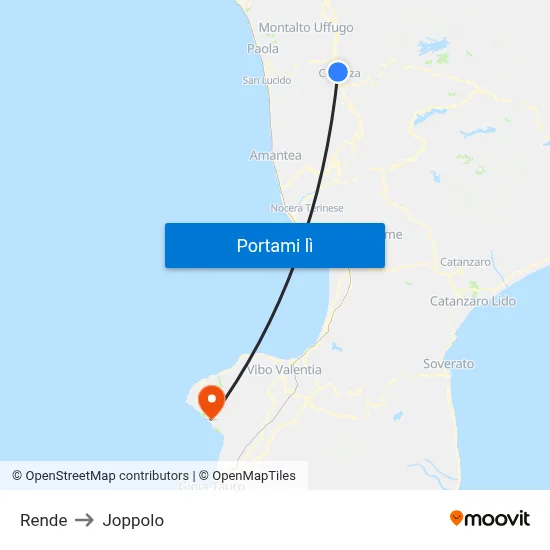 Rende to Joppolo map