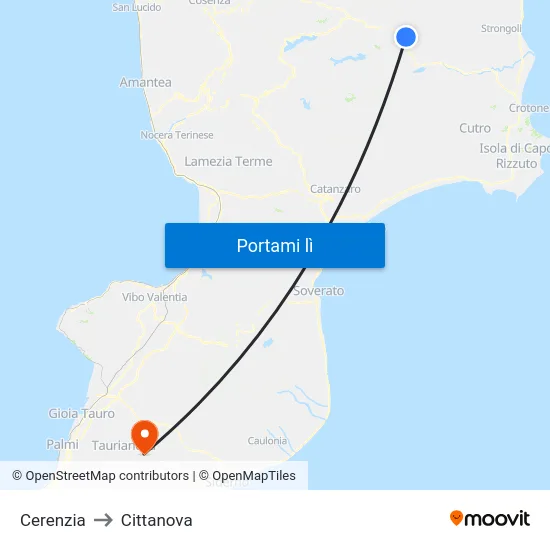 Cerenzia to Cittanova map