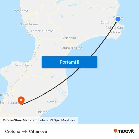 Crotone to Cittanova map