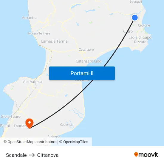 Scandale to Cittanova map