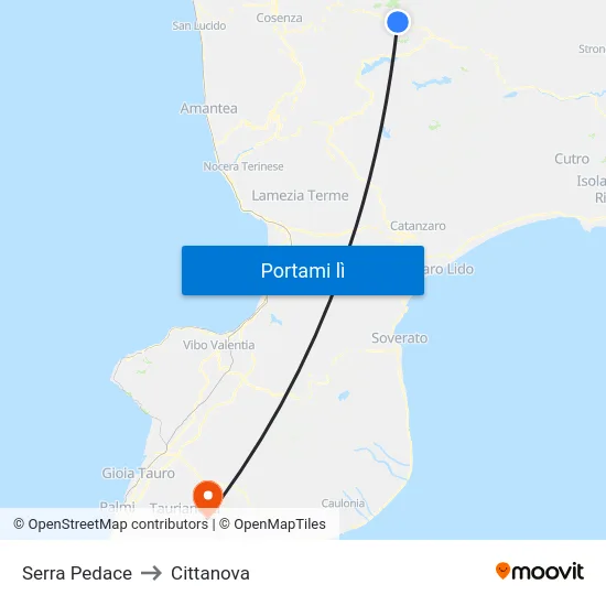 Serra Pedace to Cittanova map