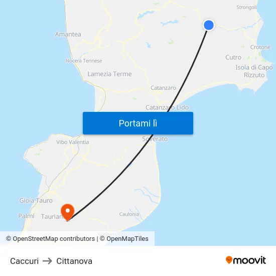Caccuri to Cittanova map