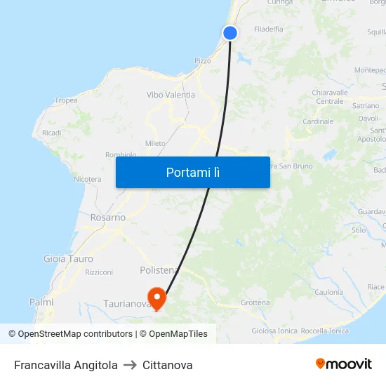 Francavilla Angitola to Cittanova map