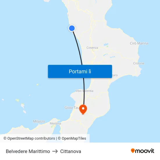 Belvedere Marittimo to Cittanova map