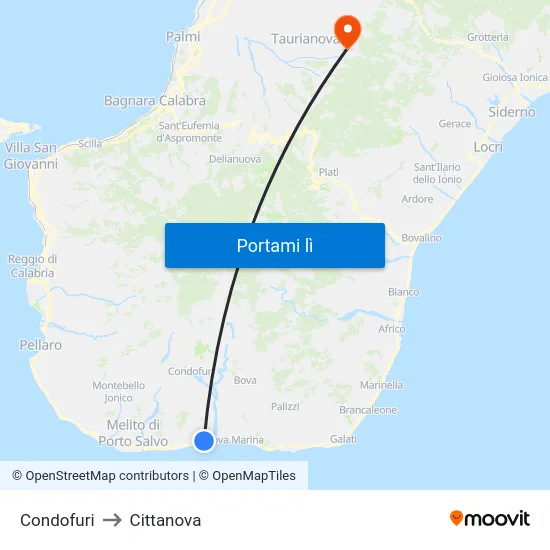 Condofuri to Cittanova map