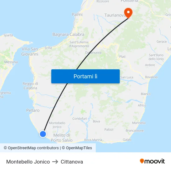 Montebello Jonico to Cittanova map