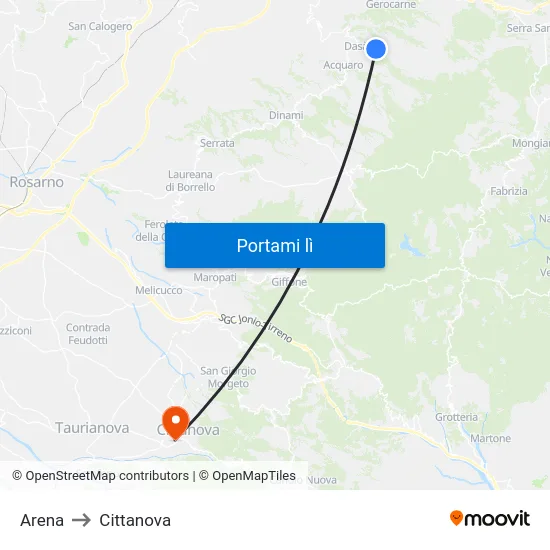 Arena to Cittanova map