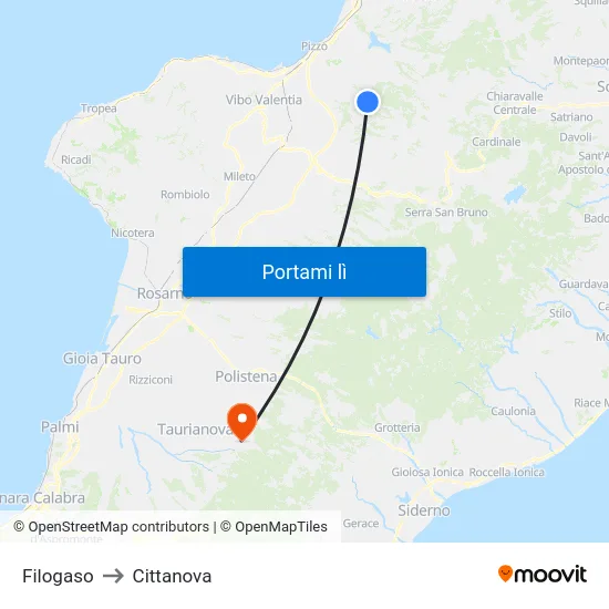 Filogaso to Cittanova map