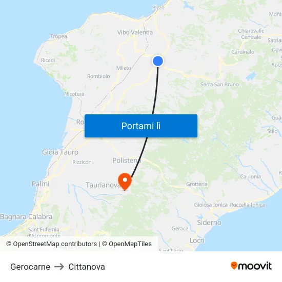 Gerocarne to Cittanova map