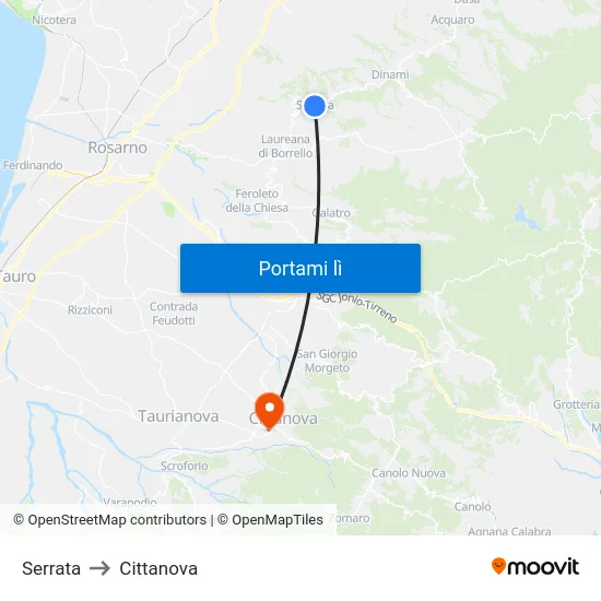 Serrata to Cittanova map