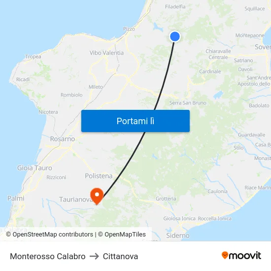 Monterosso Calabro to Cittanova map