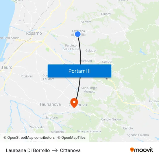 Laureana Di Borrello to Cittanova map