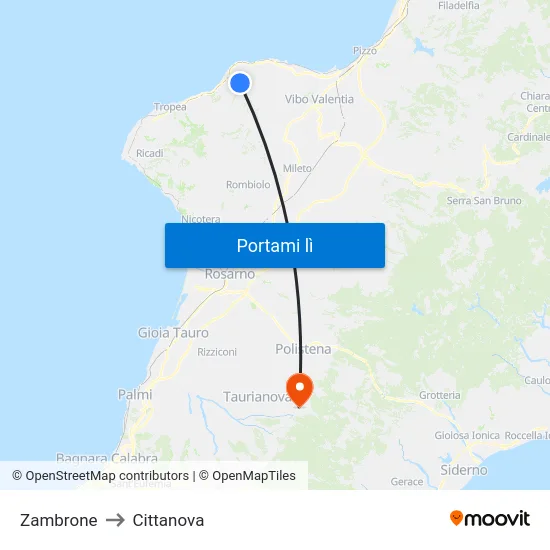 Zambrone to Cittanova map