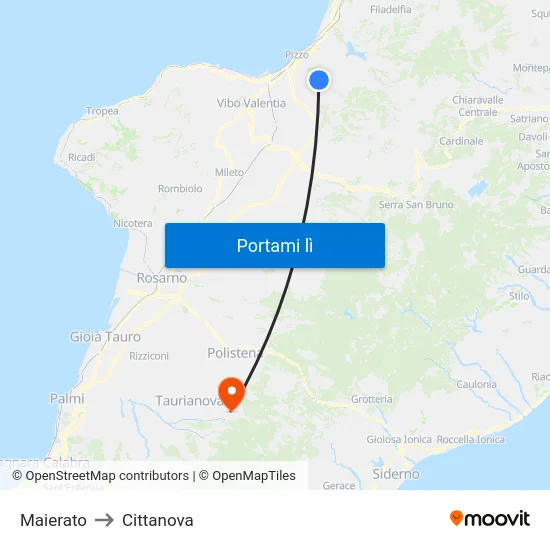 Maierato to Cittanova map