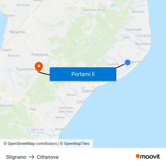 Stignano to Cittanova map