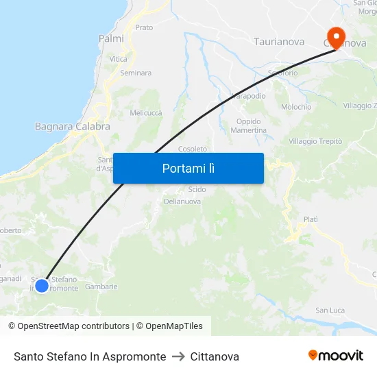 Santo Stefano In Aspromonte to Cittanova map