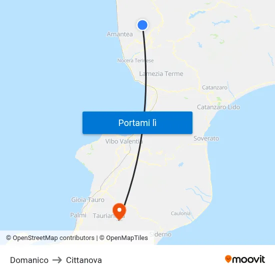 Domanico to Cittanova map