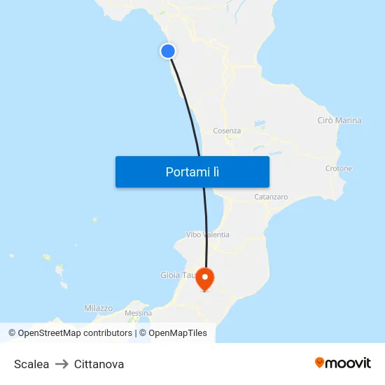 Scalea to Cittanova map