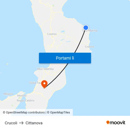 Crucoli to Cittanova map