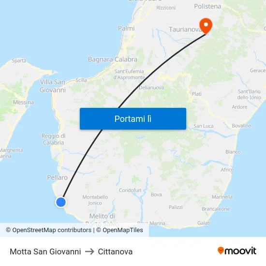 Motta San Giovanni to Cittanova map