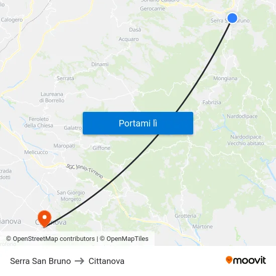 Serra San Bruno to Cittanova map
