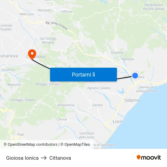 Gioiosa Ionica to Cittanova map
