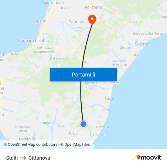 Staiti to Cittanova map