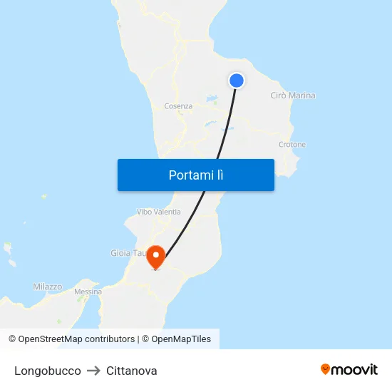 Longobucco to Cittanova map