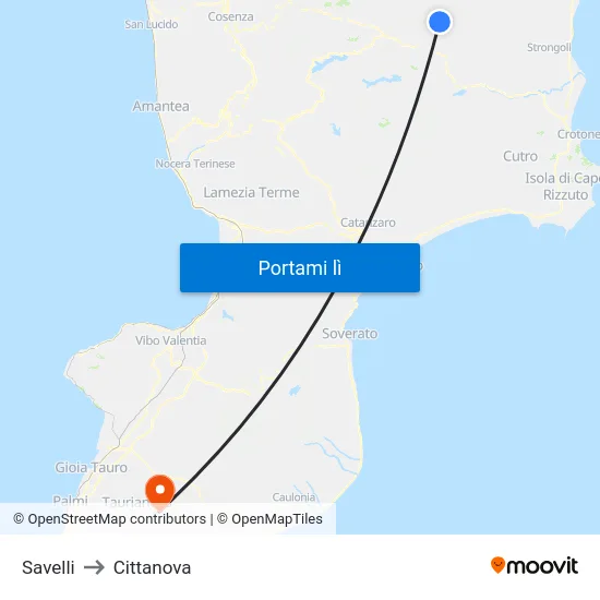 Savelli to Cittanova map